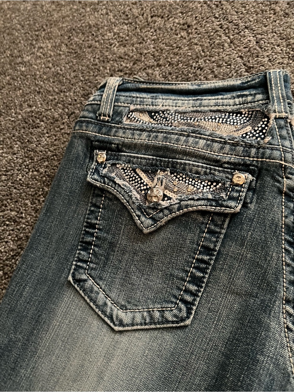 Miss Me Blue Denim Bootcut Jeans with Rhinestone Pocket New